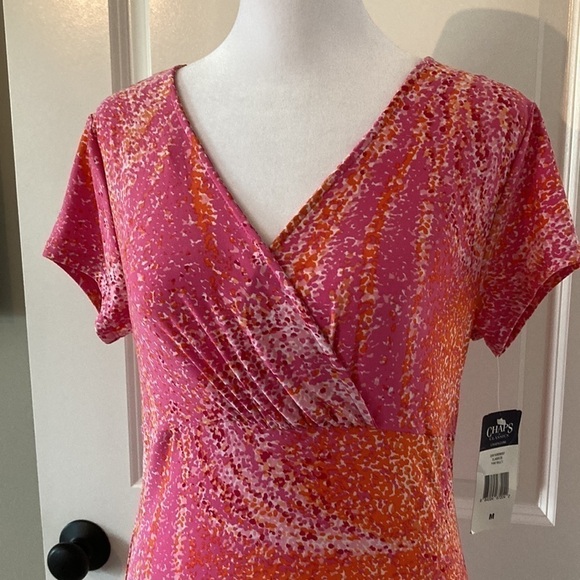 Chaps medium top short sleeves new with tag pink orange - Picture 2 of 11